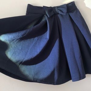 Navy Blue, Pleated, Midi Skirt.